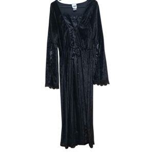 Modern Hero Black Velvet Lace Up Goth Maxi Dress